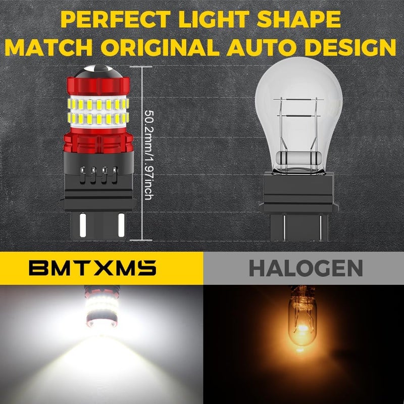 BMT xms 3157 ضوء عكسي احتياطي LED، 3156 3056 3057 4157 3047 4057 3457 4114 لمبات LED مع بروجيكتور لإضاءة الفرامل الخلفية، إشارة، إضاءة موقف، عبوة من 2 - Image 5